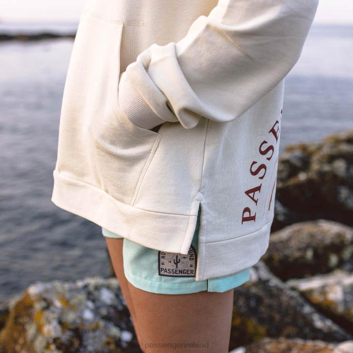 WoClothing Passenger 22N8744 Rainbow Recycled Cotton Hoodie Egret Women Egret