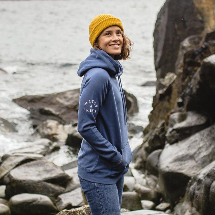 WoClothing Passenger 22N8746 Big Leaf Recycled Hoodie Dark Denim Women Denim