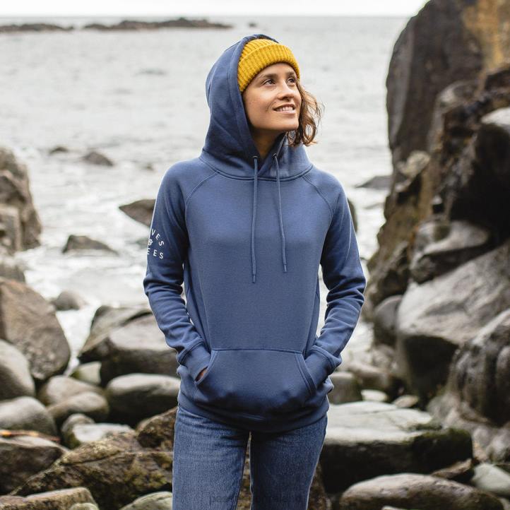 WoClothing Passenger 22N8746 Big Leaf Recycled Hoodie Dark Denim Women Denim