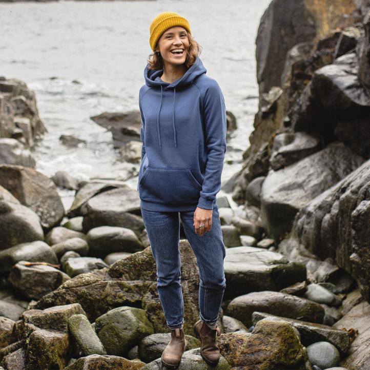 WoClothing Passenger 22N8746 Big Leaf Recycled Hoodie Dark Denim Women Denim