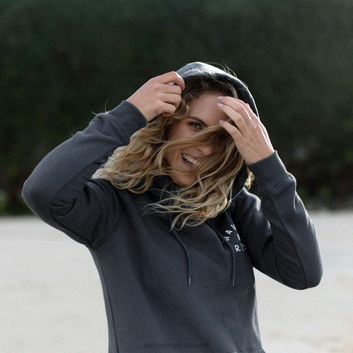 WoClothing Passenger 22N8747 Penida Recycled Hoodie Faded Black Women Black