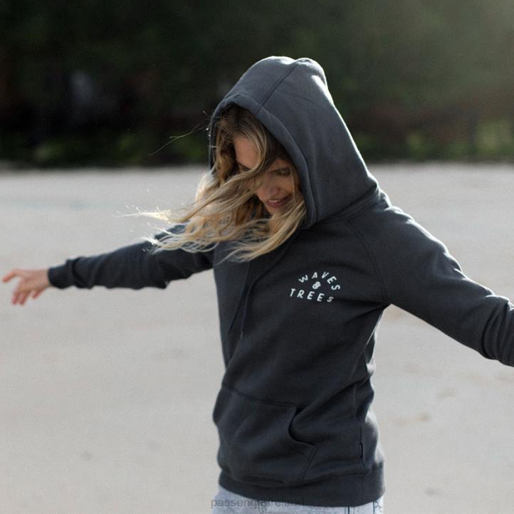 WoClothing Passenger 22N8747 Penida Recycled Hoodie Faded Black Women Black