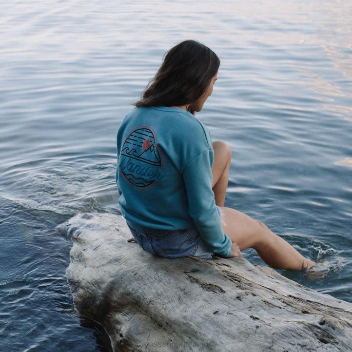 WoClothing Passenger 22N8749 Footloose Recycled Sweatshirt Ocean Blue Women Blue