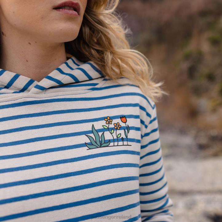 WoClothing Passenger 22N8750 Bloom Hemp Hoodie Soft Cobalt Stripe Women Cobalt