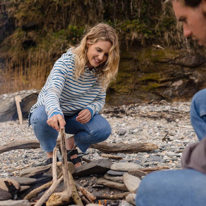 WoClothing Passenger 22N8750 Bloom Hemp Hoodie Soft Cobalt Stripe Women Cobalt