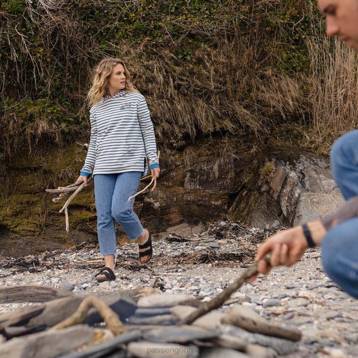 WoClothing Passenger 22N8750 Bloom Hemp Hoodie Soft Cobalt Stripe Women Cobalt