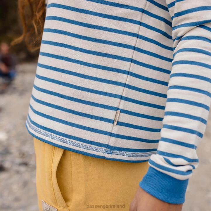 WoClothing Passenger 22N8752 Bloom Hemp Sweatshirt Soft Cobalt Stripe Women Cobalt