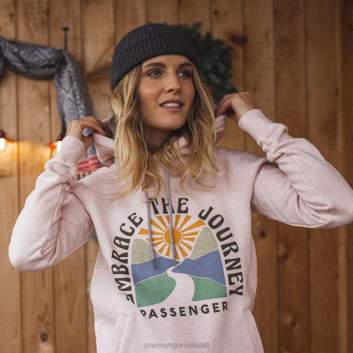 WoClothing Passenger 22N8754 Embrace Recycled Hoodie Peachy Pink Marl Women Pink