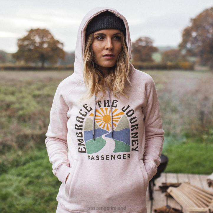 WoClothing Passenger 22N8754 Embrace Recycled Hoodie Peachy Pink Marl Women Pink