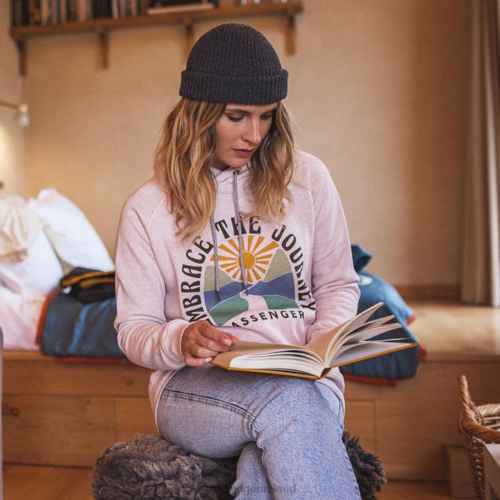 WoClothing Passenger 22N8754 Embrace Recycled Hoodie Peachy Pink Marl Women Pink