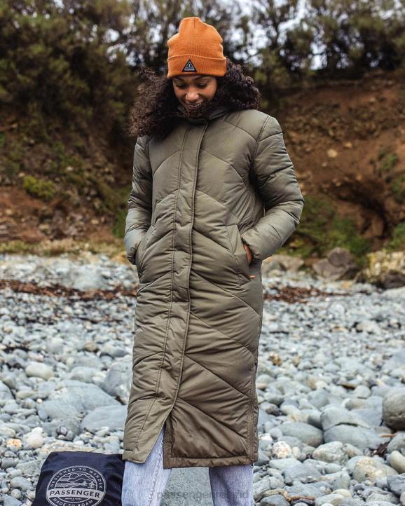 WoClothing Passenger 22N8767 Tasman Long Recycled Insulated Jacket Dusty Olive Women Olive