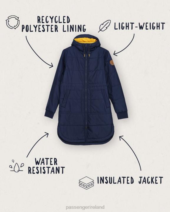 WoClothing Passenger 22N8773 Flora Long Recycled Insulated Jacket Rich Navy Women Navy
