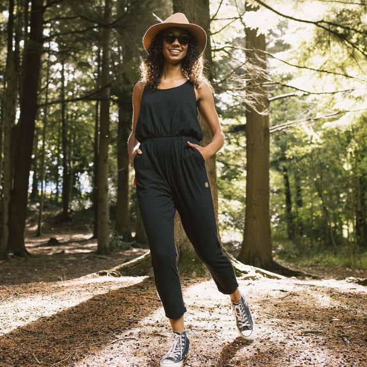 WoClothing Passenger 22N8970 Eva Recycled Cotton Jumpsuit Black Women Black