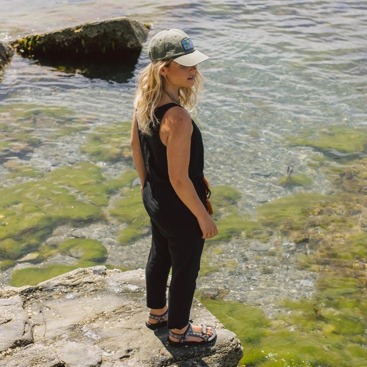 WoClothing Passenger 22N8970 Eva Recycled Cotton Jumpsuit Black Women Black