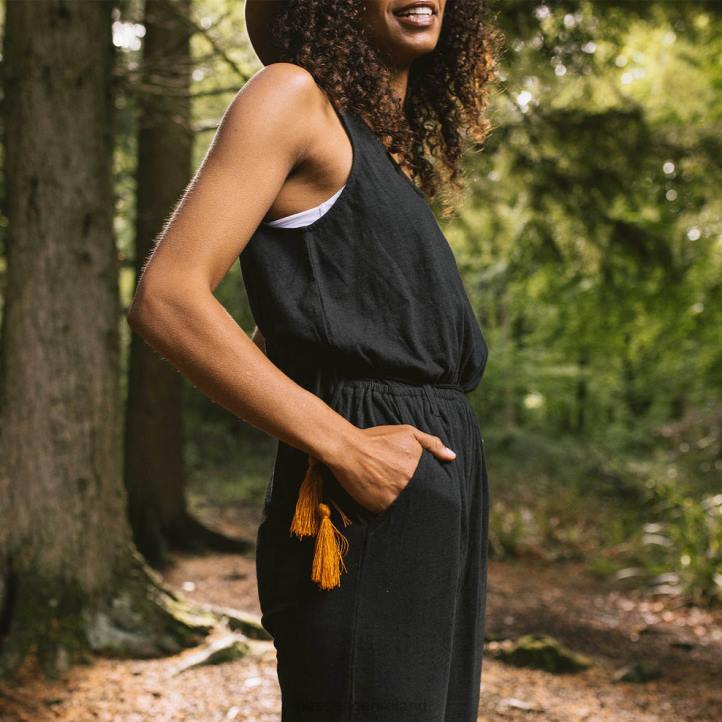 WoClothing Passenger 22N8970 Eva Recycled Cotton Jumpsuit Black Women Black