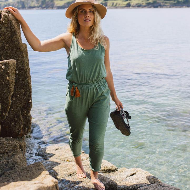 WoClothing Passenger 22N8971 Eva Recycled Cotton Jumpsuit Dark Ivy Women Ivy