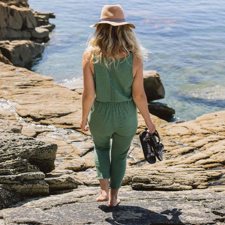 WoClothing Passenger 22N8971 Eva Recycled Cotton Jumpsuit Dark Ivy Women Ivy