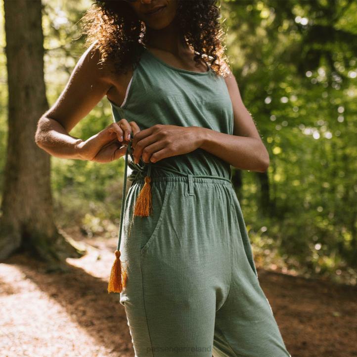 WoClothing Passenger 22N8971 Eva Recycled Cotton Jumpsuit Dark Ivy Women Ivy