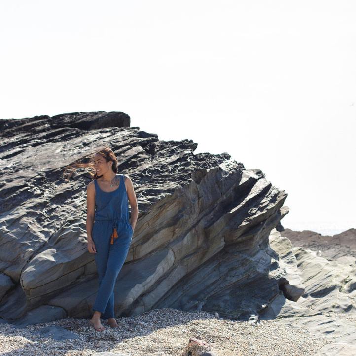 WoClothing Passenger 22N8974 Eva Recycled Jumpsuit Dark Denim Women Denim