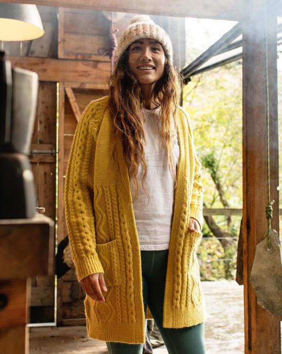 WoClothing Passenger 22N8813 Seaboard Knitted Cardigan Amber Gold Women Gold