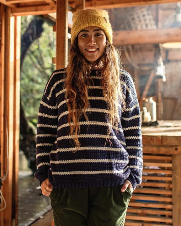 WoClothing Passenger 22N8815 Lakewood Organic Cotton Knitted Jumper Navy Stripe Women Navy