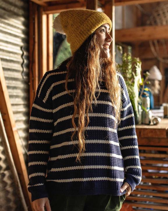 WoClothing Passenger 22N8815 Lakewood Organic Cotton Knitted Jumper Navy Stripe Women Navy