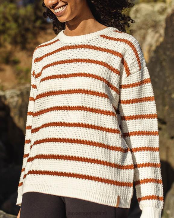 WoClothing Passenger 22N8825 Lakewood Organic Cotton Knitted Jumper Glazed Ginger Stripe Women Glazed