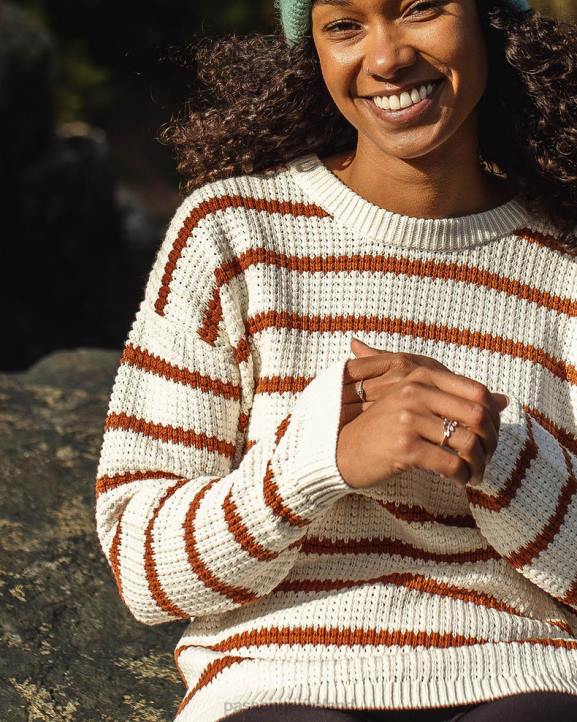 WoClothing Passenger 22N8825 Lakewood Organic Cotton Knitted Jumper Glazed Ginger Stripe Women Glazed