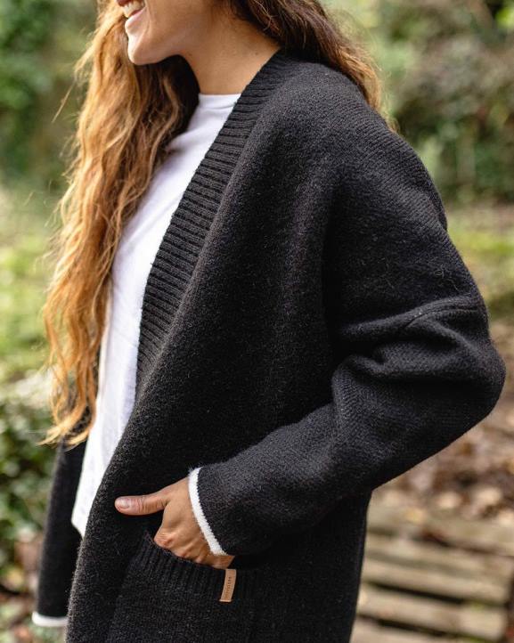 WoClothing Passenger 22N8827 West Coast Recycled Knit Cardigan Black Women Black