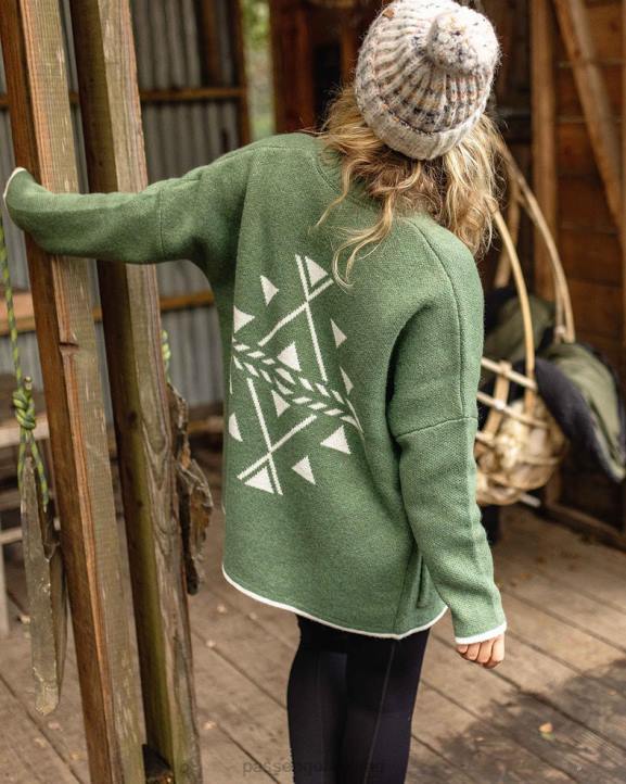 WoClothing Passenger 22N8828 West Coast Recycled Knit Cardigan Khaki Women Khaki