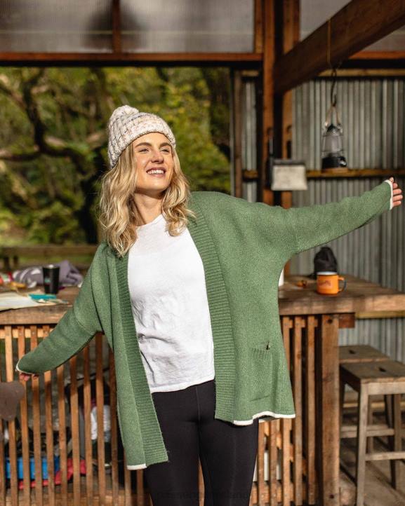 WoClothing Passenger 22N8828 West Coast Recycled Knit Cardigan Khaki Women Khaki