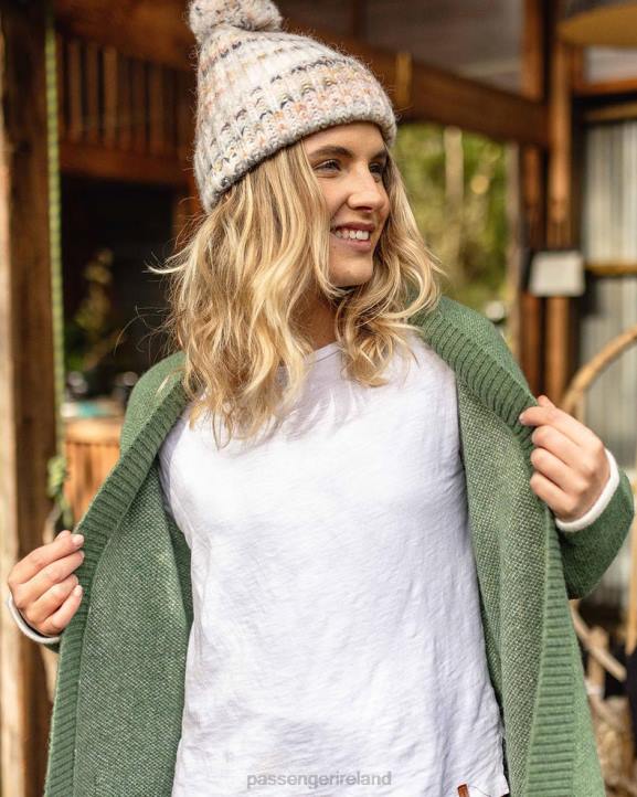 WoClothing Passenger 22N8828 West Coast Recycled Knit Cardigan Khaki Women Khaki