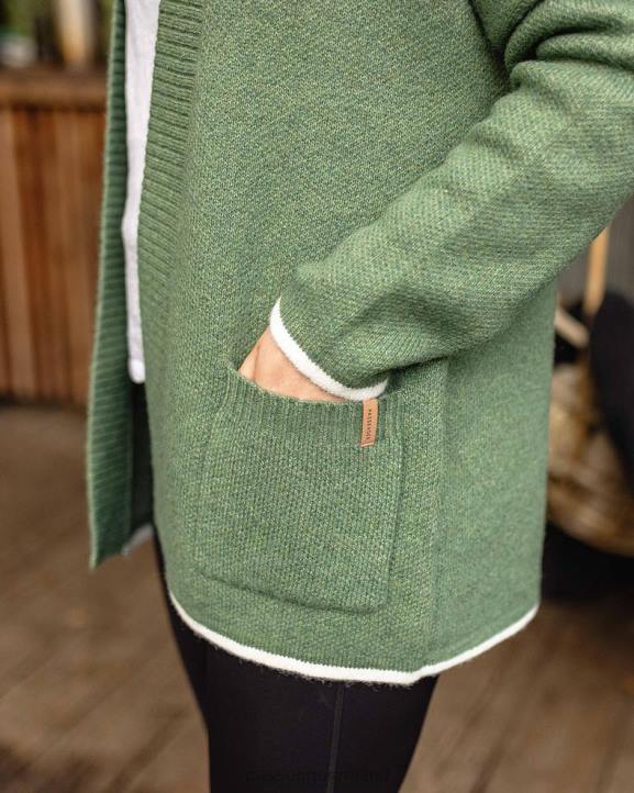 WoClothing Passenger 22N8828 West Coast Recycled Knit Cardigan Khaki Women Khaki