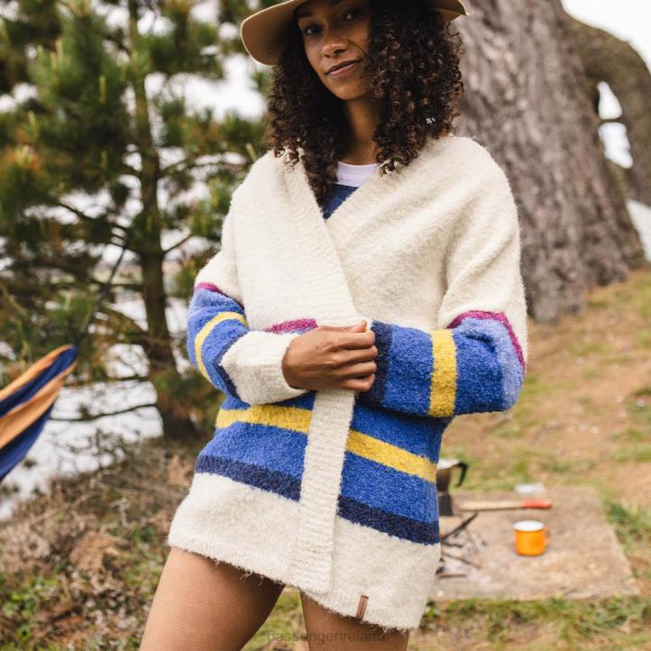 WoClothing Passenger 22N8847 Riverglen Cardigan Soft Cobalt Mix Up Stripe Women Cobalt