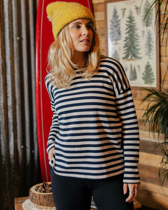 WoClothing Passenger 22N8866 Panorama Striped Ls T-Shirt Deep Navy Women Navy