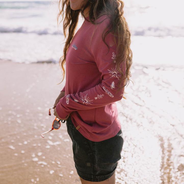 WoClothing Passenger 22N8867 Dawn Recycled Cotton Ls T-Shirt Earth Red Women Red