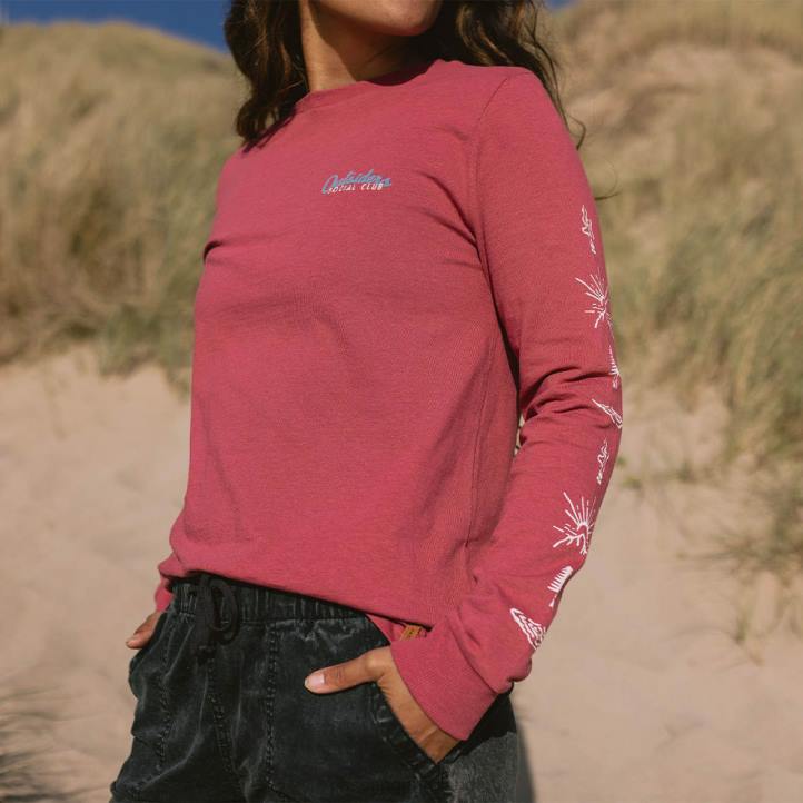 WoClothing Passenger 22N8867 Dawn Recycled Cotton Ls T-Shirt Earth Red Women Red