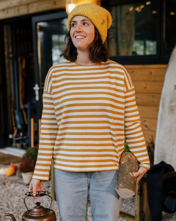 WoClothing Passenger 22N8868 Panorama Striped Ls T-Shirt Amber Gold Women Gold