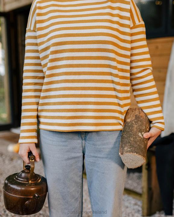 WoClothing Passenger 22N8868 Panorama Striped Ls T-Shirt Amber Gold Women Gold