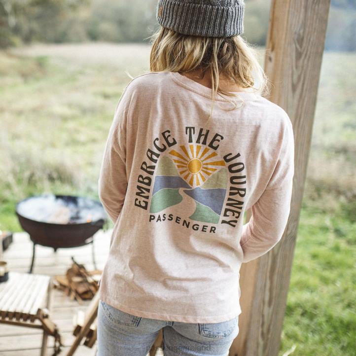 WoClothing Passenger 22N8870 Embrace Recycled Ls T-Shirt Peachy Pink Marl Women Pink