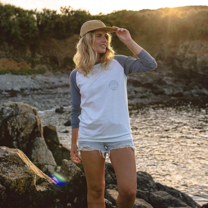 WoClothing Passenger 22N8874 Rainbow Recycled Cotton Ls T-Shirt Stone Blue Women Blue