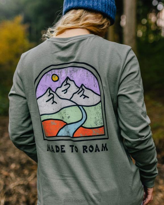 WoClothing Passenger 22N8876 Friday Collective Recycled Cotton Ls T-Shirt Dusty Olive Women Olive