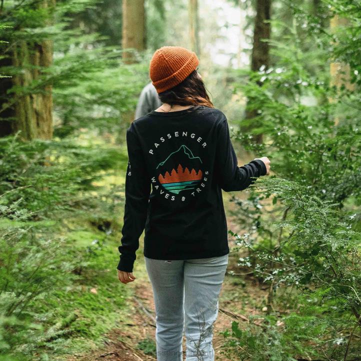 WoClothing Passenger 22N8882 Big Leaf Recycled Ls T-Shirt Black Women Black