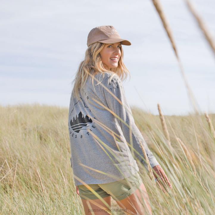 WoClothing Passenger 22N8883 Big Leaf Recycled Ls T-Shirt Grey Marl Women Grey