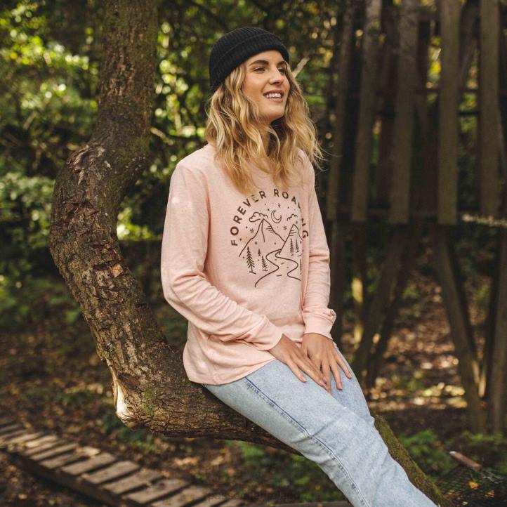 WoClothing Passenger 22N8898 Forever Roaming Hemp Ls T-Shirt Peachy Pink Women Pink