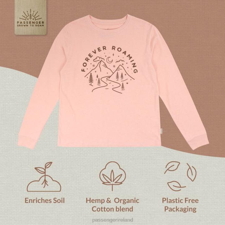 WoClothing Passenger 22N8898 Forever Roaming Hemp Ls T-Shirt Peachy Pink Women Pink