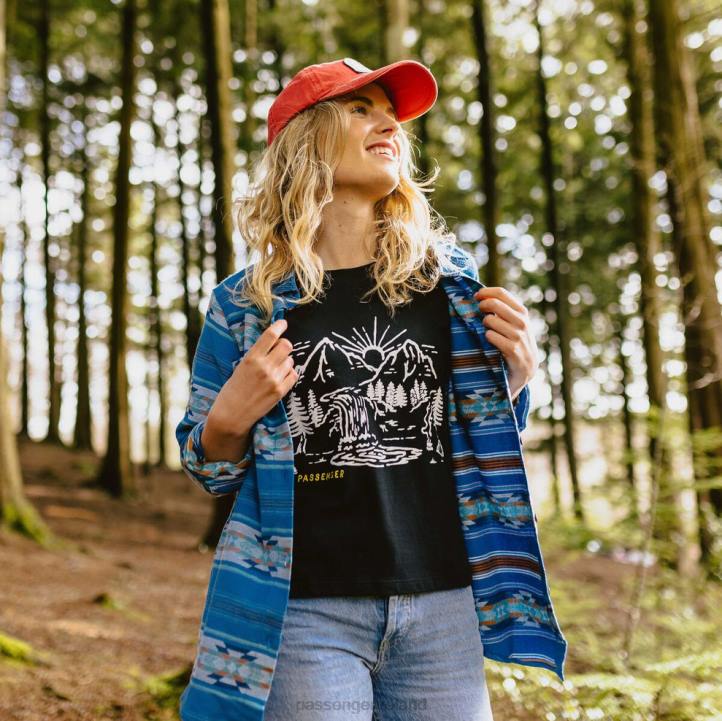 WoClothing Passenger 22N8903 Heron Jacquard Organic Shirt Soft Cobalt Pattern Women Cobalt