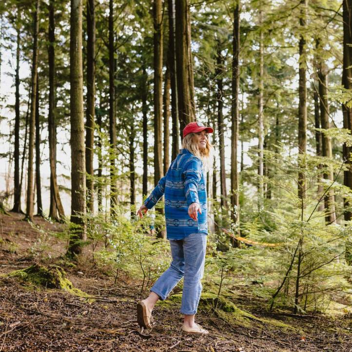 WoClothing Passenger 22N8903 Heron Jacquard Organic Shirt Soft Cobalt Pattern Women Cobalt