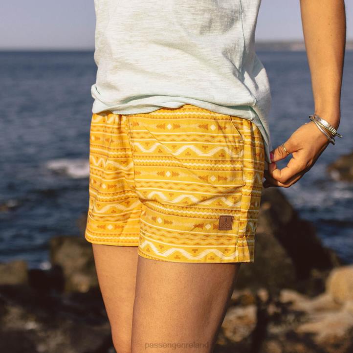 WoClothing Passenger 22N8909 Santosa Organic Cotton Shorts Ochre Yellow Sol Women Yellow