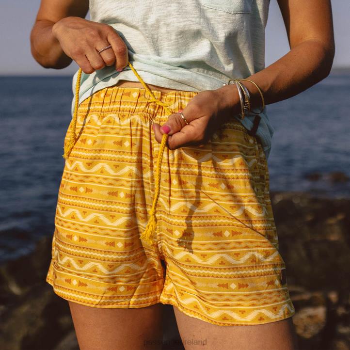 WoClothing Passenger 22N8909 Santosa Organic Cotton Shorts Ochre Yellow Sol Women Yellow